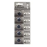 Panasonic BR1225 - 1 Pack of 5 Batteries. 3 volt Coin Cell Lithium Non Rechargeable CR1225.
