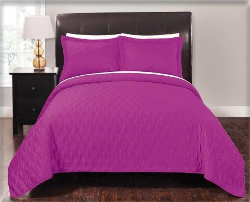 Casa Bajajio MQS-0665 3-Piece Marquise Matte Satin Quilt Set, King, Rose Pink