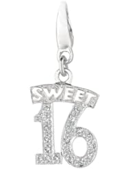 Sterling silver 0.09ct TDW Diamond Sweet 16 (Charm)