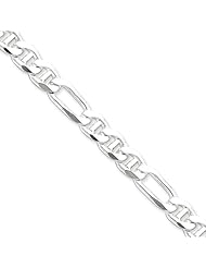 7.75mm, Sterling Silver, Figaro Anchor Chain, 24 inch