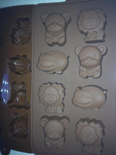 Cute Safari HIPPOs LIONs BEARs 8 holes SILICONE MOULD muffin pastry chocolate biscuit pan ice cube tray bakeware candy mold by underneaththemoonlaura