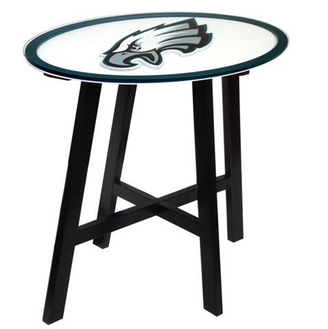 Philadelphia Eagles Wooden Pub Table With Glass Top
