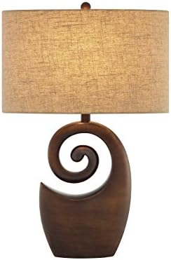 Illuminada 19065-000 3-Way 26-Inch Decorative Bronze Resin Table Lamp with Linen Oval Hardback Shade