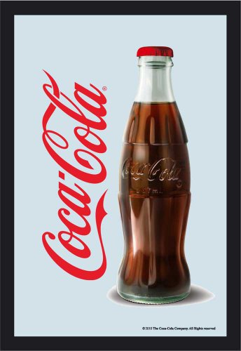 Empire Merchandising 537386 Coca Cola Flasche - Bedruckter Spiegel mit Kunststoff Rahmen in Holzoptik, Kult-Spiegel - Gr&ouml;sse 20 x 30 cm