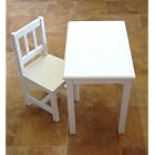 Children's White Wooden Table / Desk & Chair