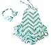 Wave Cotton Floral Ruffles Baby Girl Rompers Dress With Headband (6-12 Month,Green)