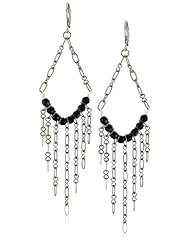 Karen London "Luxe" Black Onyx Gunmetal Chain Chandelier Earrings