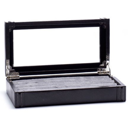 Junior Black Leather (20 Pair) Cuff Links Collector's Case