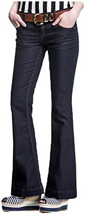 Girl's Zip Fly Botton Closure Flare Denim Jeans Black 14