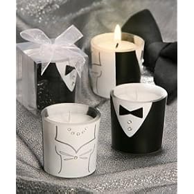 Gown Tuxedo Design Candles (Set of 24) - Wedding Party Favors by Fashioncraft