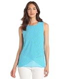Chaus Womens Sleeveless Asymmetric Tiered Stripe Blouse