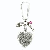 Heart Lockets Silver Tone Charm Key Fob