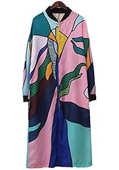 Winter Wool Long Sleeves Floral Print  Dress