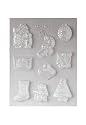 Paderno World Cuisine 6 Imprint Polypropylene 2.062 Inch Assorted Christmas Santa And Reindeer Chocolate Mold