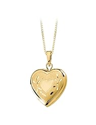 14K Yellow Gold Heart Locket with Chain