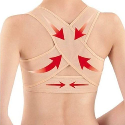 Chanew Brand new and high quality Lady Chest Breast Support Belt Band Posture Corrector Brace Body Sculpting Strap Back Shoulder Vest X Type Pattern (L)
