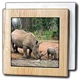 Black Rhino, Rhinoceros - 6 Inch Tile Napkin Holder
