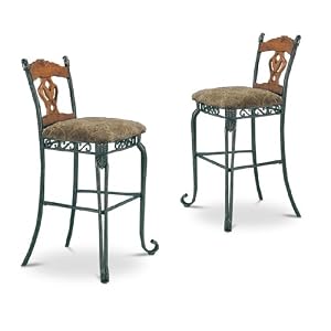 item Set of 2 metal and wood padded bar stools 30 seat height by The Furniture Cove