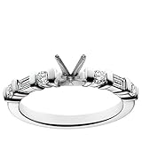 18k White Gold Engagement Ring Setting with Round and Baguette Sidestones (3/8 cttw)