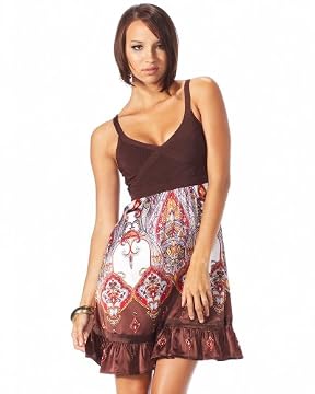 bebe.com : Flowing Paisley Banded Dress from bebe.com