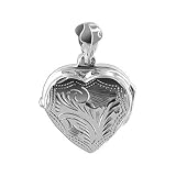 19 MM x 19 MM Sterling Silver Floral Design Engraved Heart Locket Pendant