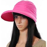 Marrywindix Handmade Chic Fashion Ladies Woman Bohemia Bowknot Summer Dual Purpose Two Uses Polyester Hat Braid Sun Visor Floppy Fold Summer Swimming Beach Hat (Hot Pink)
