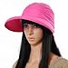 Marrywindix Handmade Chic Fashion Ladies Woman Bohemia Bowknot Summer Dual Purpose Two Uses Polyester Hat Braid Sun Visor Floppy Fold Summer Swimming Beach Hat (Hot Pink)