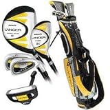 Intech Lancer Junior Golf Set, (Left-Handed, Age 4 to 7, 17.5 degree Driver, 4/5 Hybrid Iron, Wide Sole 7 and 9 irons, Junior Putter, Yellow, Deluxe Stand Bag)