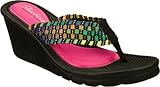 Skechers Womens Interface Wedge Sandals 8 M Black multi