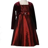 Velvet and Taffeta Girls Christmas Dress - Burgundy (4T - 11/12)