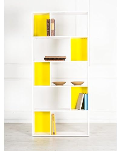 Design Twist Office Libreria A Giorno 4 Ripiani Bianco/Giallo