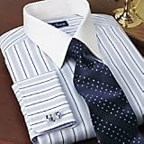 Striped White Collar French Cuff Dress Shirt