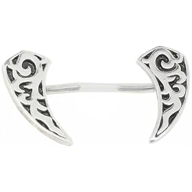 925 Sterling Silver CELTIC SHIELD Flexible Nipple Ring Body Jewelry - Each Sold Separately