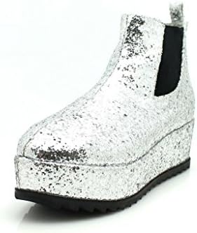 Unif Womens Hellsea Leather Glitter Silver Flatform Platform Shoes 9
