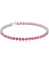 10k Gold Round Created Ruby Tennis Bracelet