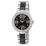 Anne Klein New York Women's 121951BKBB Silver-Tone and Black Ceramic Swarovski Accented Watch