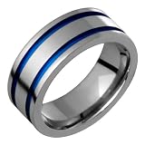 Adora Titanium Band with Dark Blue Grooves. Choose Your Color for Free!
