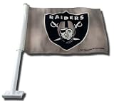 Oakland Raiders Shield on Gray Background Car Flag