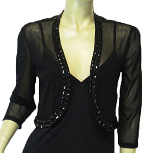 Alivila.Y Fashion Women Handsewn Beaded Sheer Mesh Shrug Bolero Jacket