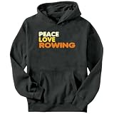 Peace , Love And Rowing Sports Mens Hoodie (Dark Silver, Sizes X-Small - XXX-Large)
