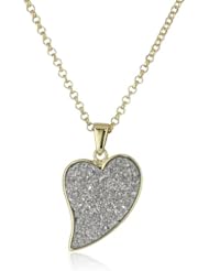 ANDARA "Glitter Rock" 18K Gold Plated Asymmetrical Heart Silver Drusy Pendant Necklace