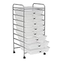 Storage Solutions 1650PFR4 8 Drawer Mobile Cart with Wheels, Frost