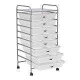 Storage Solutions 1650PFR4 8 Drawer Mobile Cart with Wheels, Frost