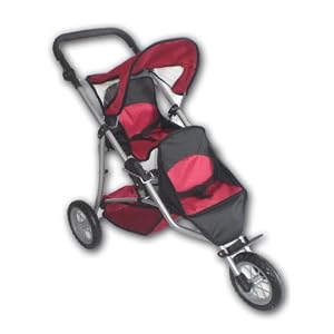 Doll Twin Jogging Stroller #9383 W FREE Carriage Bag by