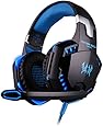 VersionTech Comfortable LED 3.5mm Stereo Gaming LED Lighting Over-Ear Headphone Headset Headband with Mic for PC Computer Game With Noise Isolation & Volume Control - Blue