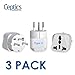 Ceptics Israel Travel Plug Adapter for Israel, Palestine (Type H) - 3 Pack [Grounded & Universal] (GP-14-3PK)