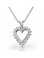 Palladium Dazzling Diamond Heart Shaped Pendant. 3/4 CTW