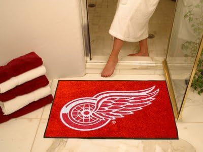 NHL Detroit Red Wings Chromo Jet Printed Rectangular Area Rug Floor Mat 45"