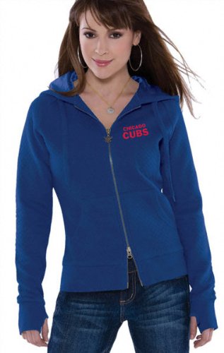 Chicago Cubs Women's Quilted Full Zip Hooded Jacket - by Alyssa Milano