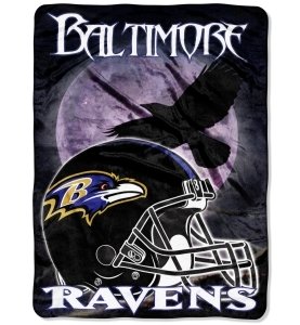Baltimore Ravens 60''x80'' Royal Plush Raschel Throw Blanket - Aggression Style